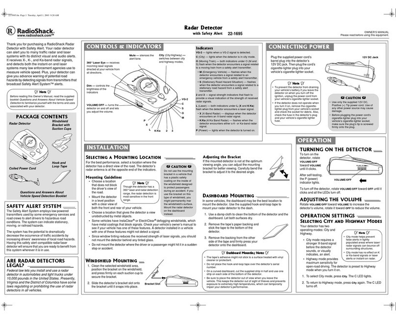 Radio Shack 22-1695 User manual
