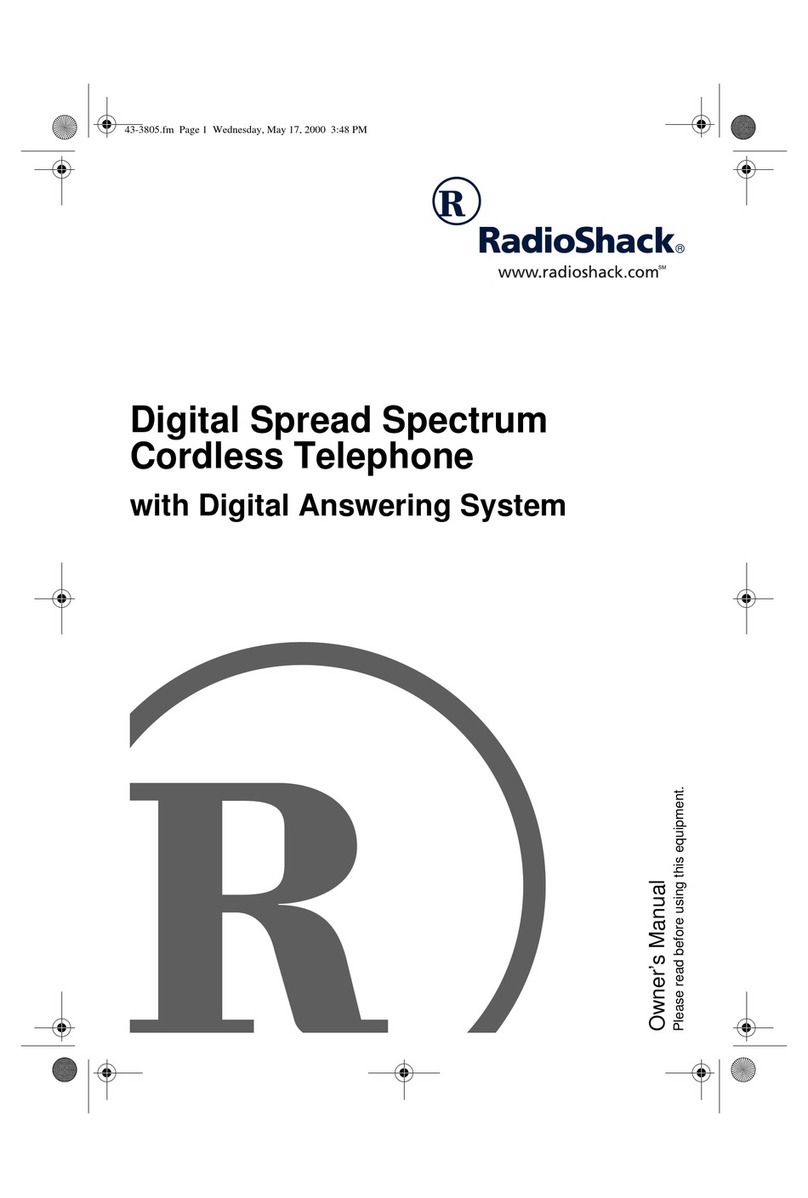 Radio Shack Digital Spread Spectrum Cordless Telephone with Digital Answering... User manual Radio Shack Digital Spread Spectrum Cordless Telephone with Digital Answering... User manual