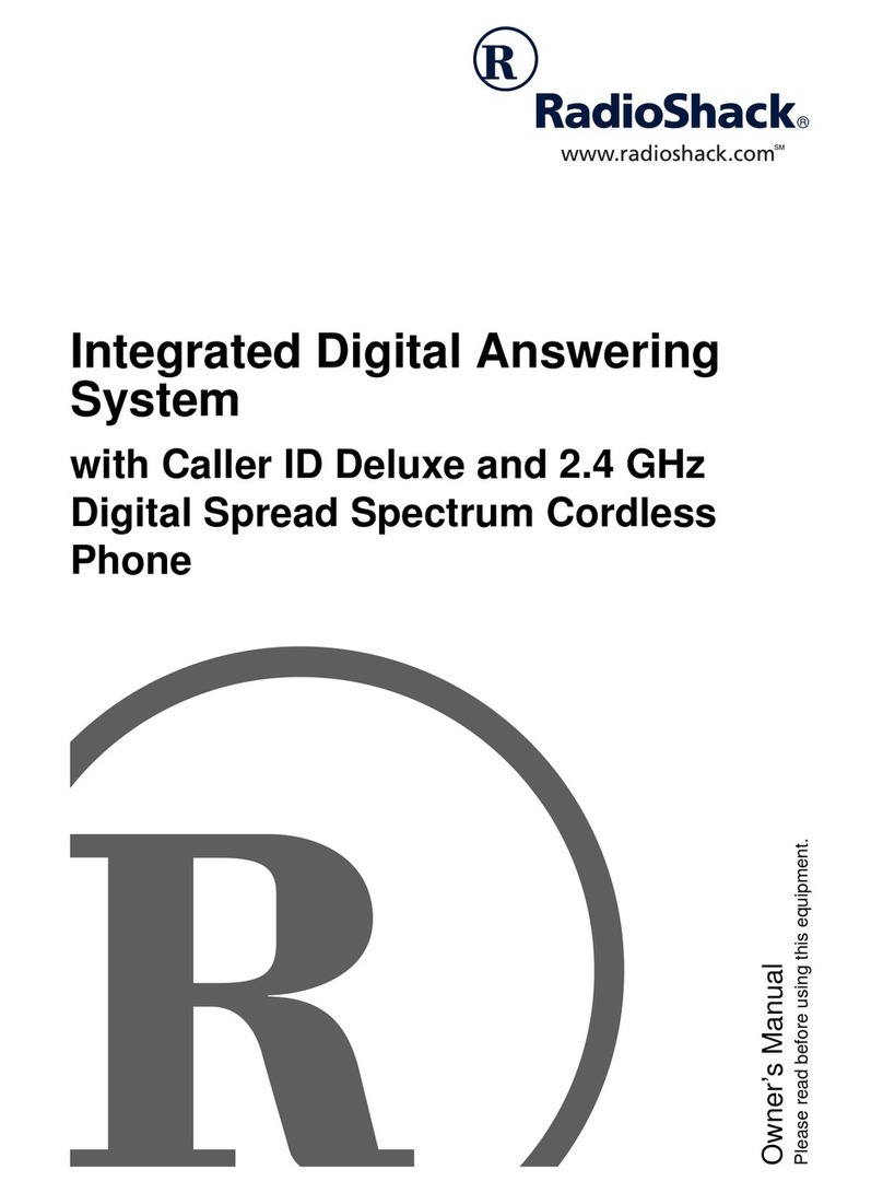 Radio Shack Digital Answering System with Caller ID Deluxe and 2.4 GHz Digital Spread Spectrum Cordless... User manual