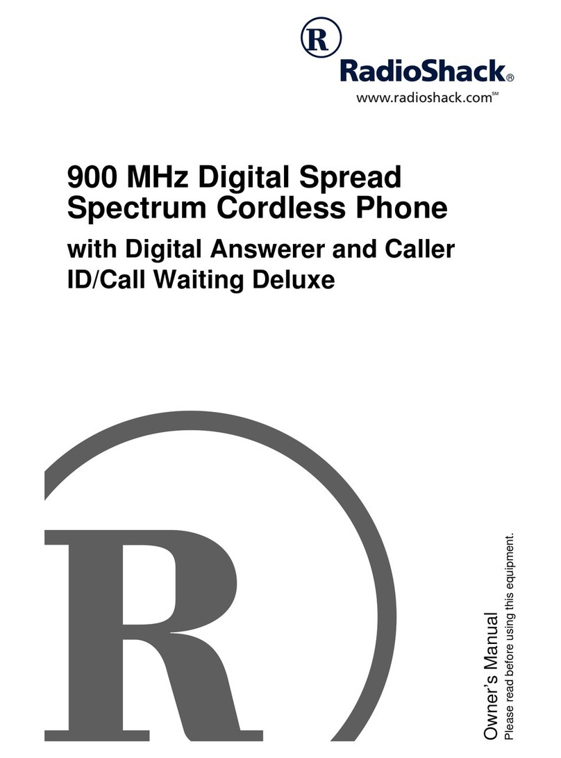 Radio Shack 900 MHz Digital Spread Spectrum Cordless Phone with Digital Answerer and Caller ID/Call Waiting... User manual