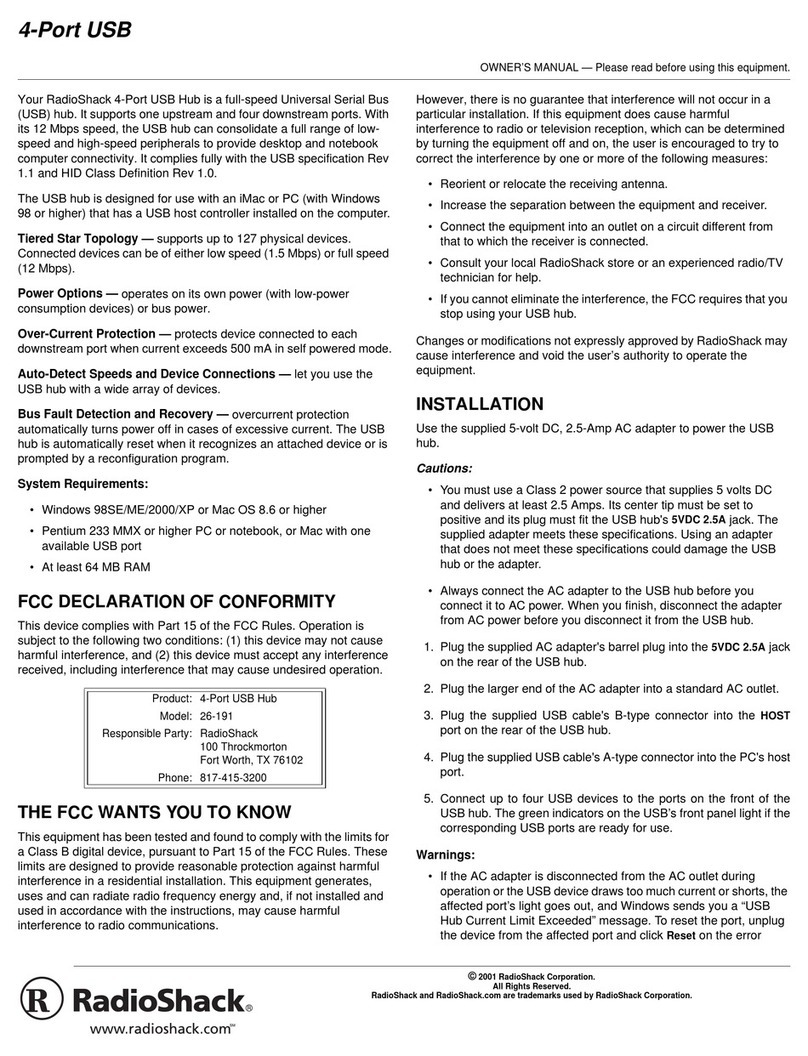 Radio Shack 26-191 owner's manual