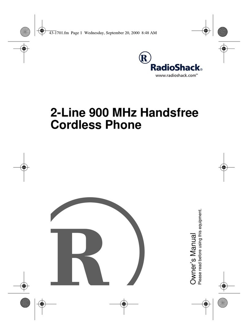 Radio Shack 2-Line 900 MHz Handsfree Cordless Phone User manual Radio Shack 2-Line 900 MHz Handsfree Cordless Phone User manual