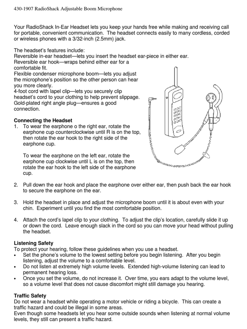 Radio Shack ADJUSTABLE BOOM MICROPHONE 430-1907 user manual