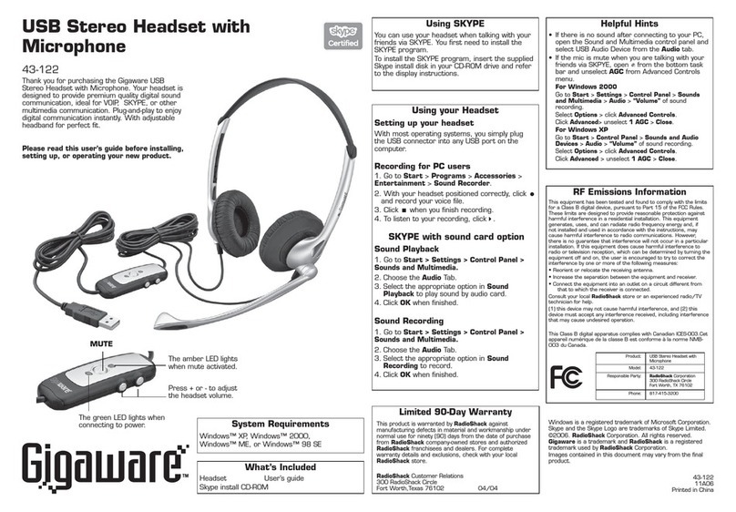 Gigaware 43-122 user guide