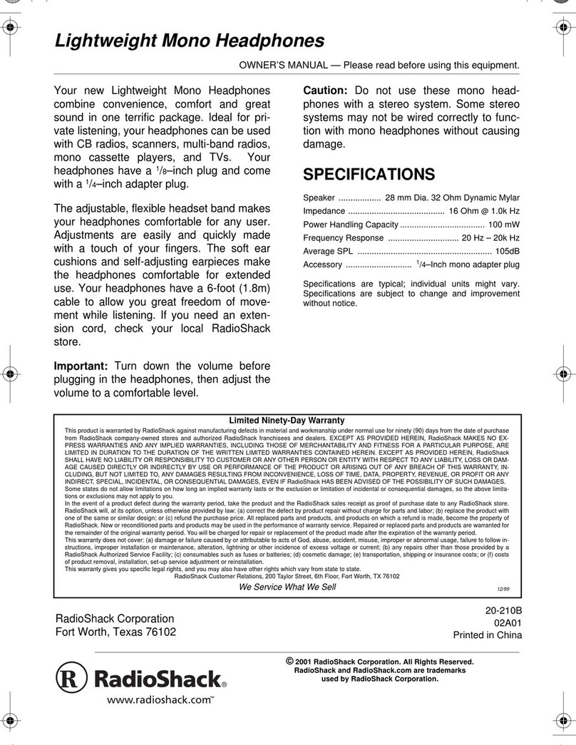 Radio Shack 20-210B User manual