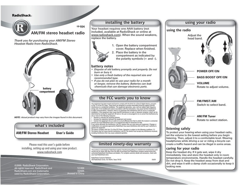Radio Shack 12-934 user guide
