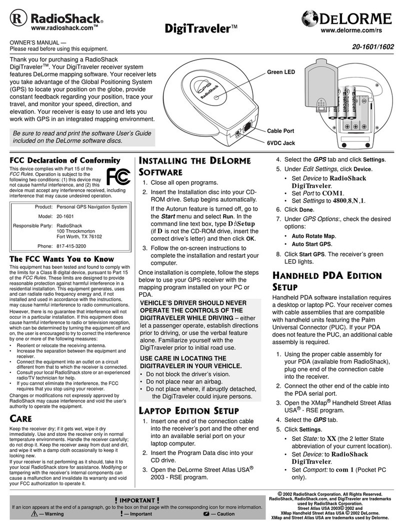 Radio Shack DIGITRAVELER 20-1601 owner's manual Radio Shack DIGITRAVELER 20-1601 owner's manual