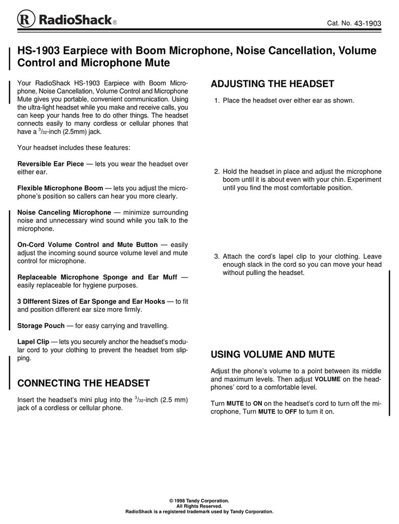 Radio Shack HS-1903 User manual