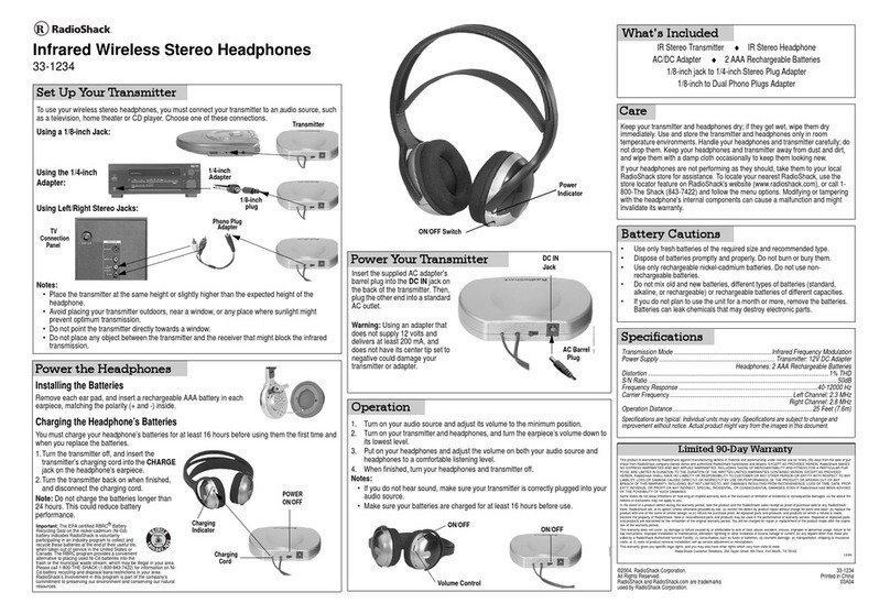 Radio Shack 33-1234 User manual