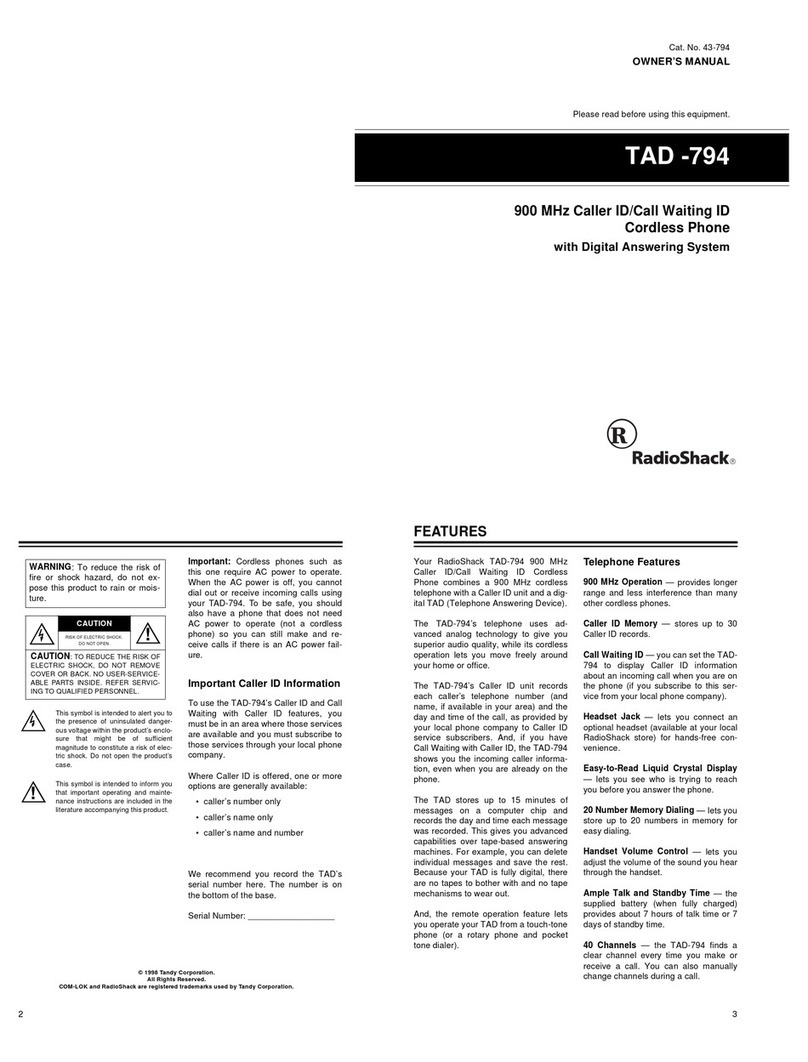 Radio Shack TAD-794 User manual