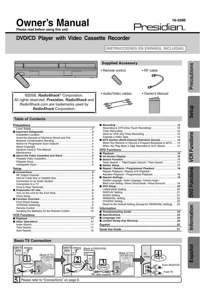 Presidian DVD / VCR User manual