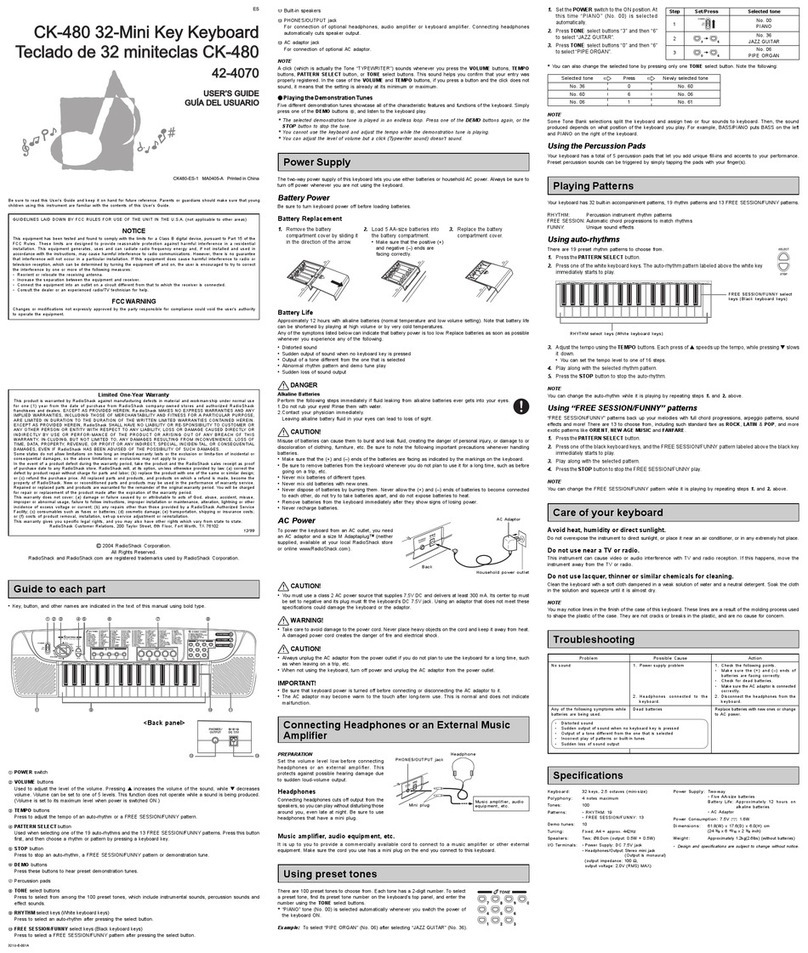 Radio Shack CK-480 User manual