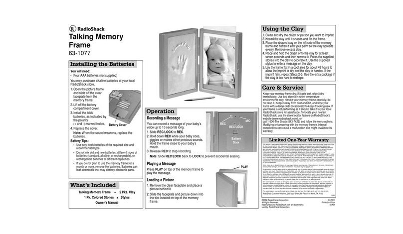 Radio Shack TALKING MEMORY FRAME 63-1077 owner's manual