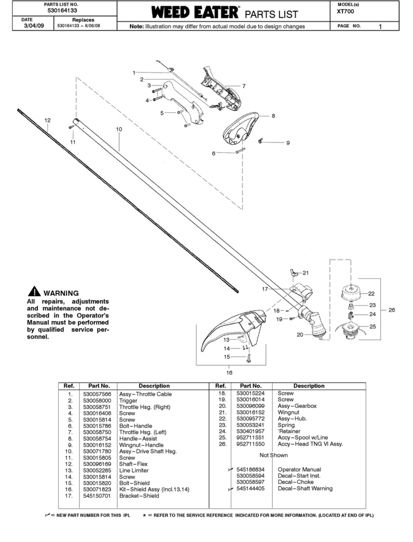 Weed Eater Weed Eater XT700 parts list