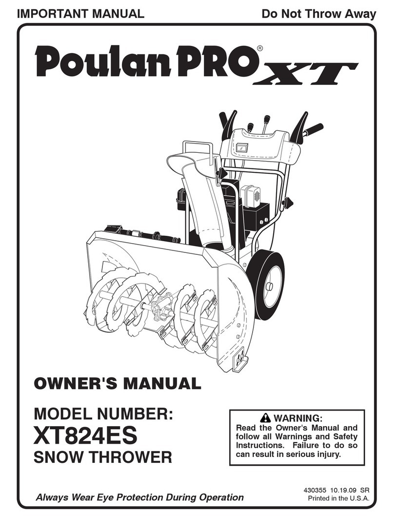 Poulan Pro SNOW THROWER XT824ES owner's manual