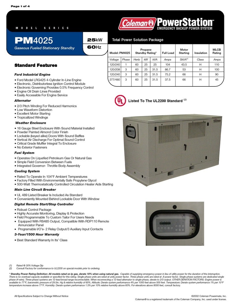 Powermate PM4025 Specification sheet