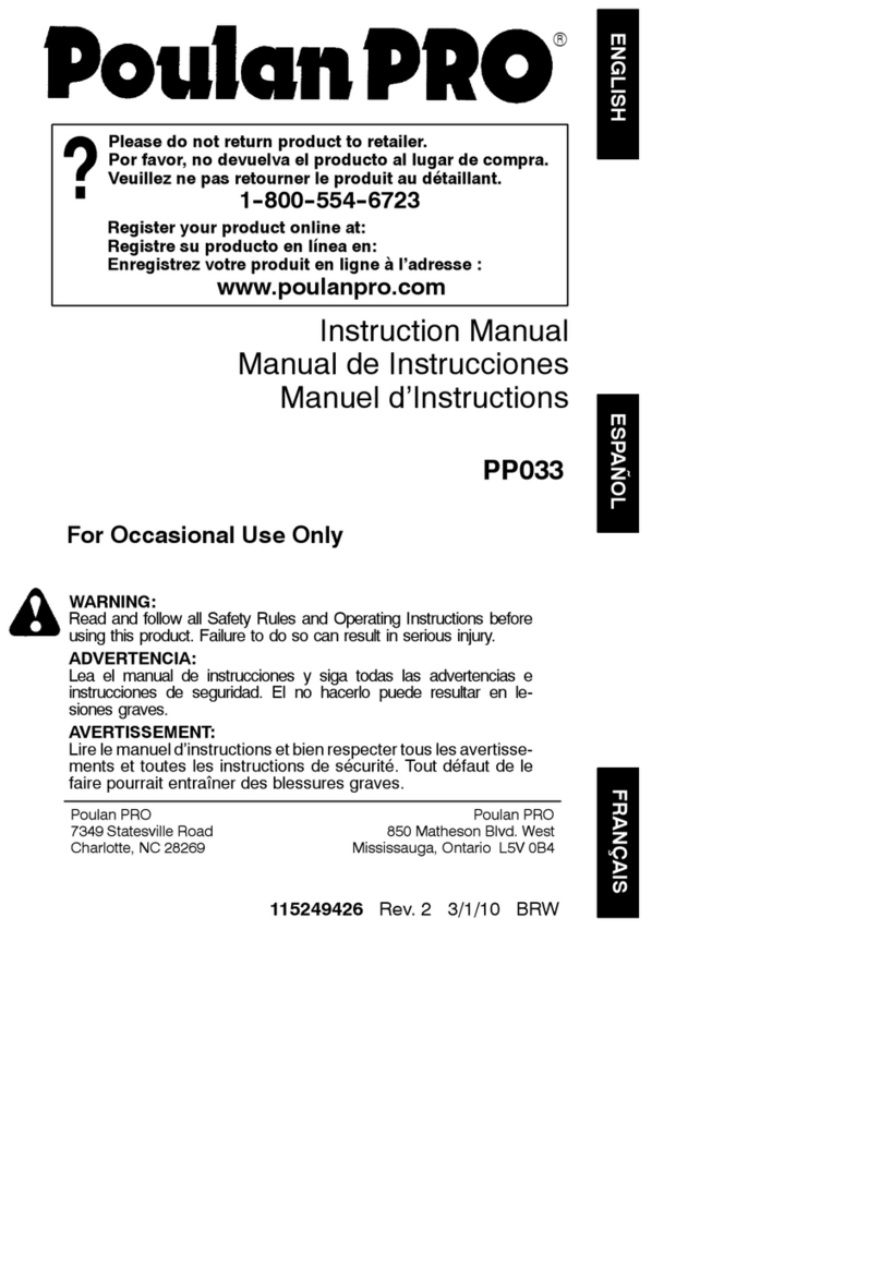 Poulan Pro 115249426 User manual
