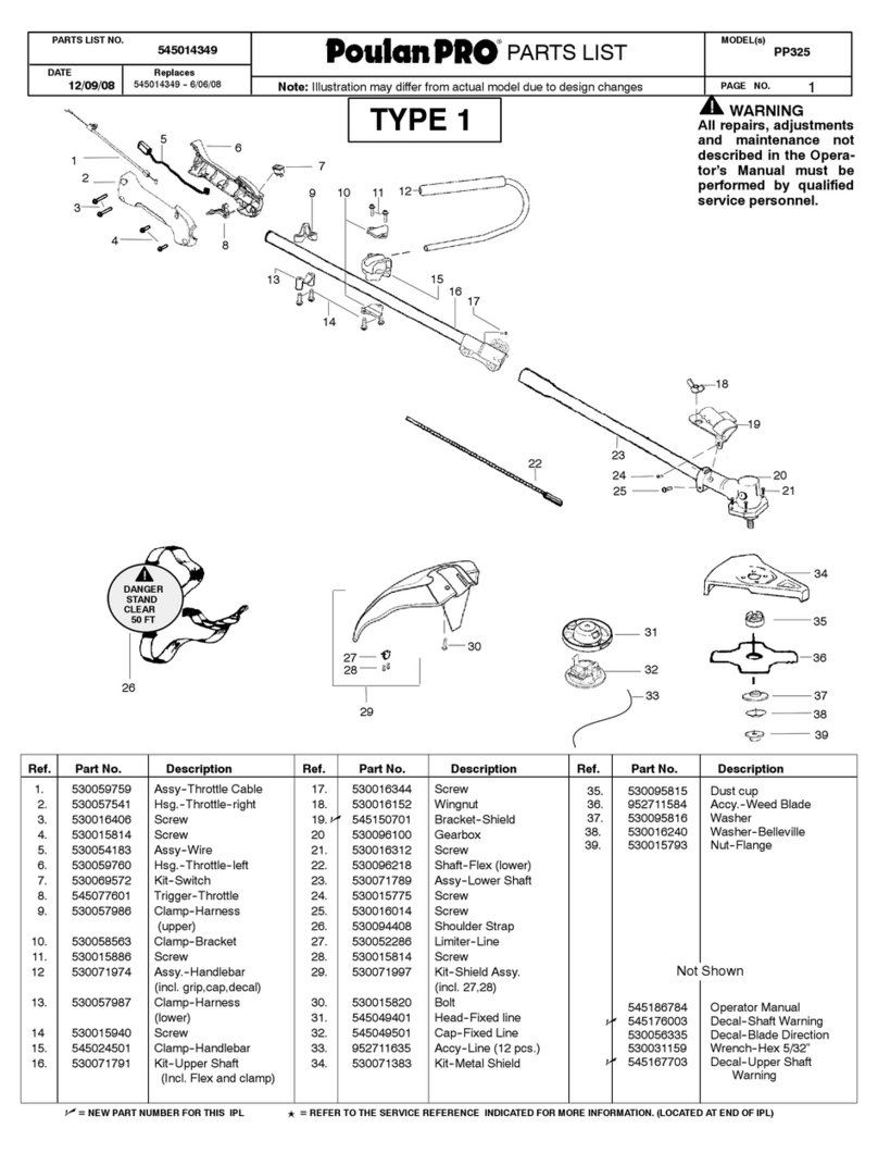 Poulan Pro PP325 Illustrated parts list