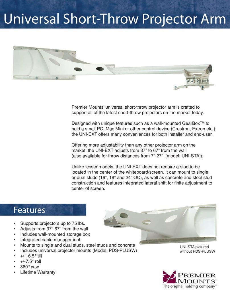 Premier Mounts Universal Short-Throw Projector Arm UNI-EXT datasheet