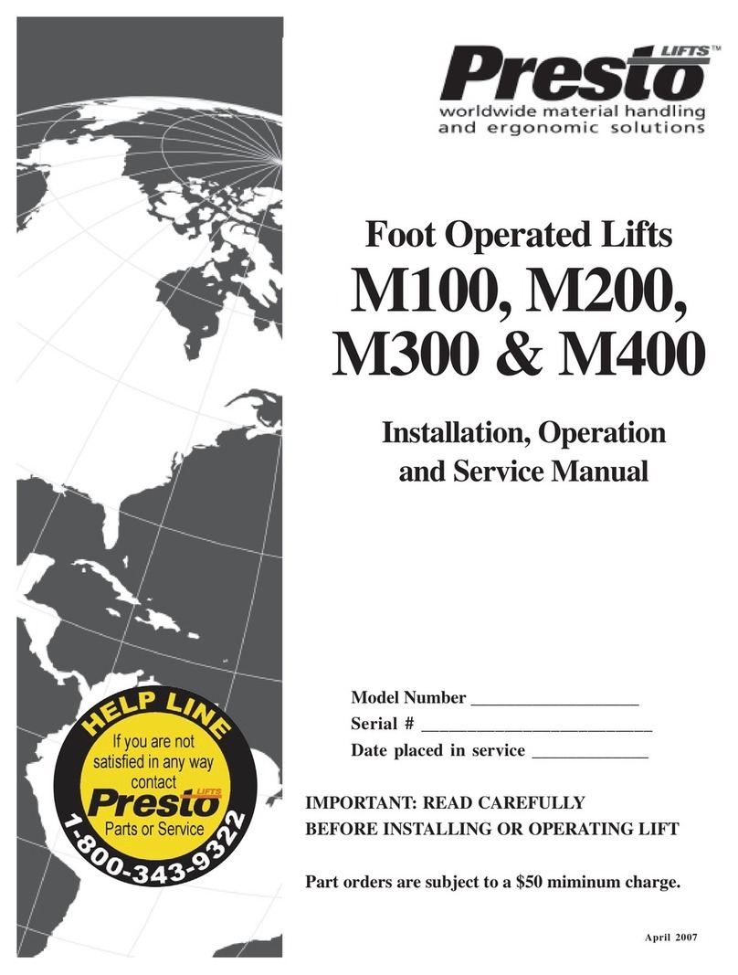 Presto Lifts M100 Installation, operation & service manual Presto Lifts M100 Installation, operation & service manual