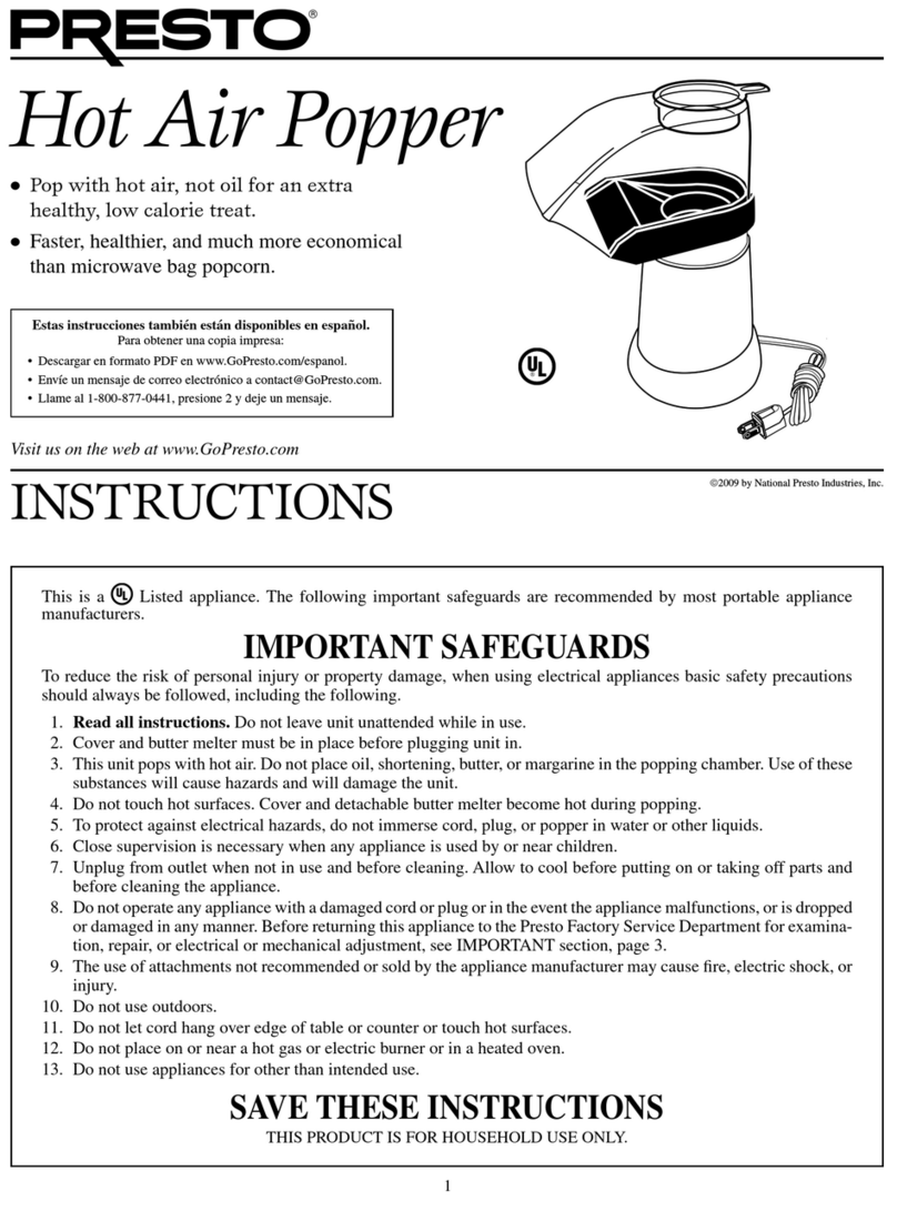 Presto Corn Popper User manual