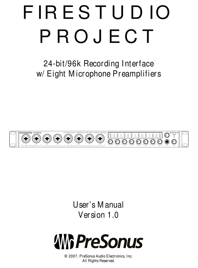 PRESONUS Recording Interface w/ Eight Microphone Preamplifiers Version... User manual