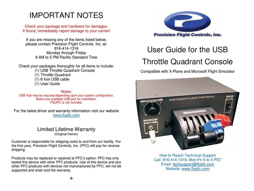Precision Flight Controls USB Throttle Quadrant Console user guide Precision Flight Controls USB Throttle Quadrant Console user guide