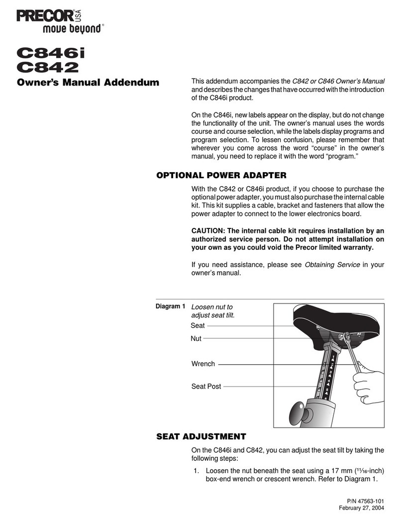 Precor Bicycle-mounted Child Seat C842 Owner's manual addendum