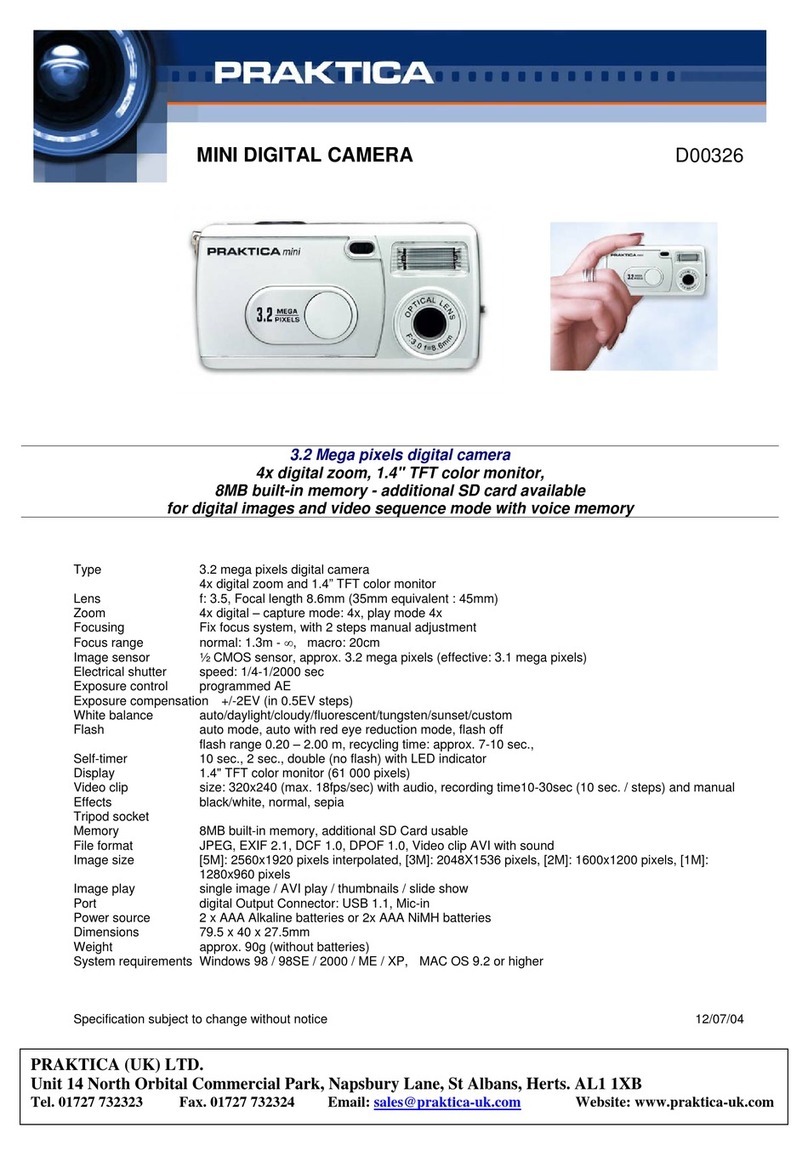 Praktica D00326 Specification sheet