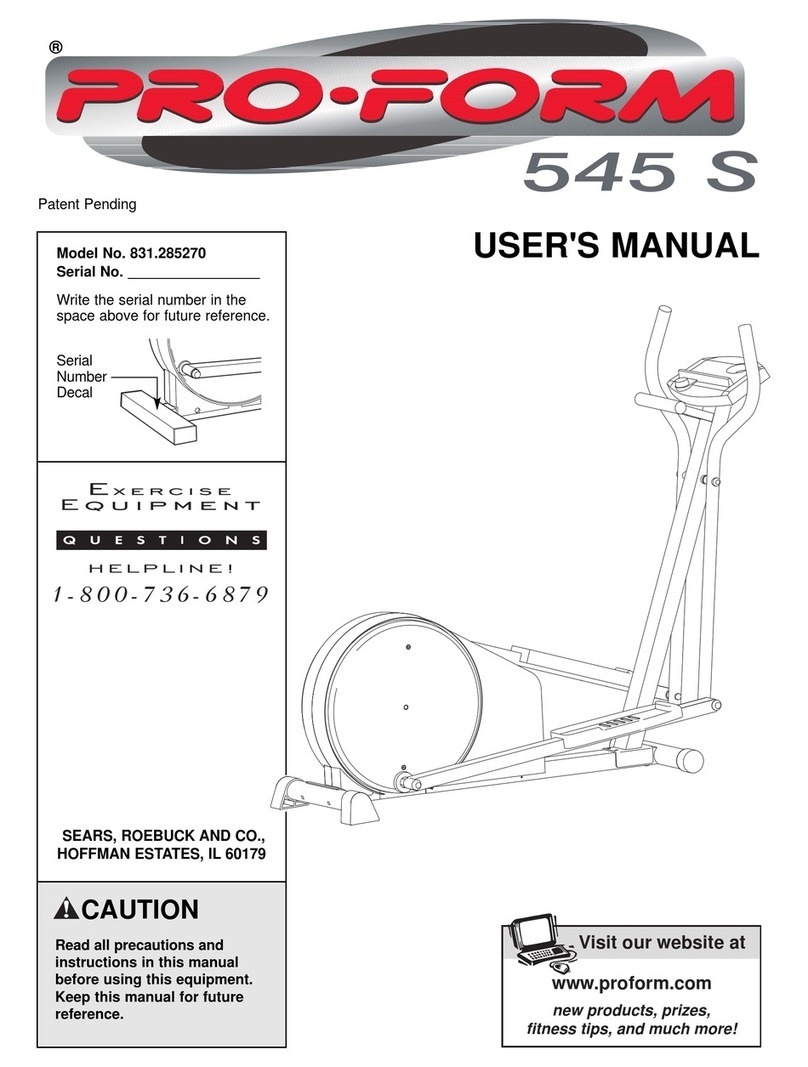 Pro-Form heart rate monitor 545S User manual Pro-Form heart rate monitor 545S User manual
