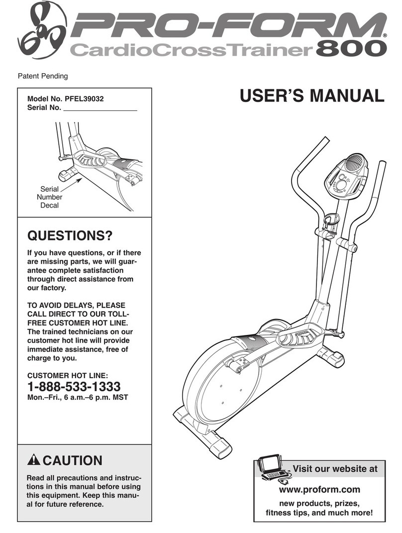Pro-Form CardioCross Trainer PFEL39032 User manual