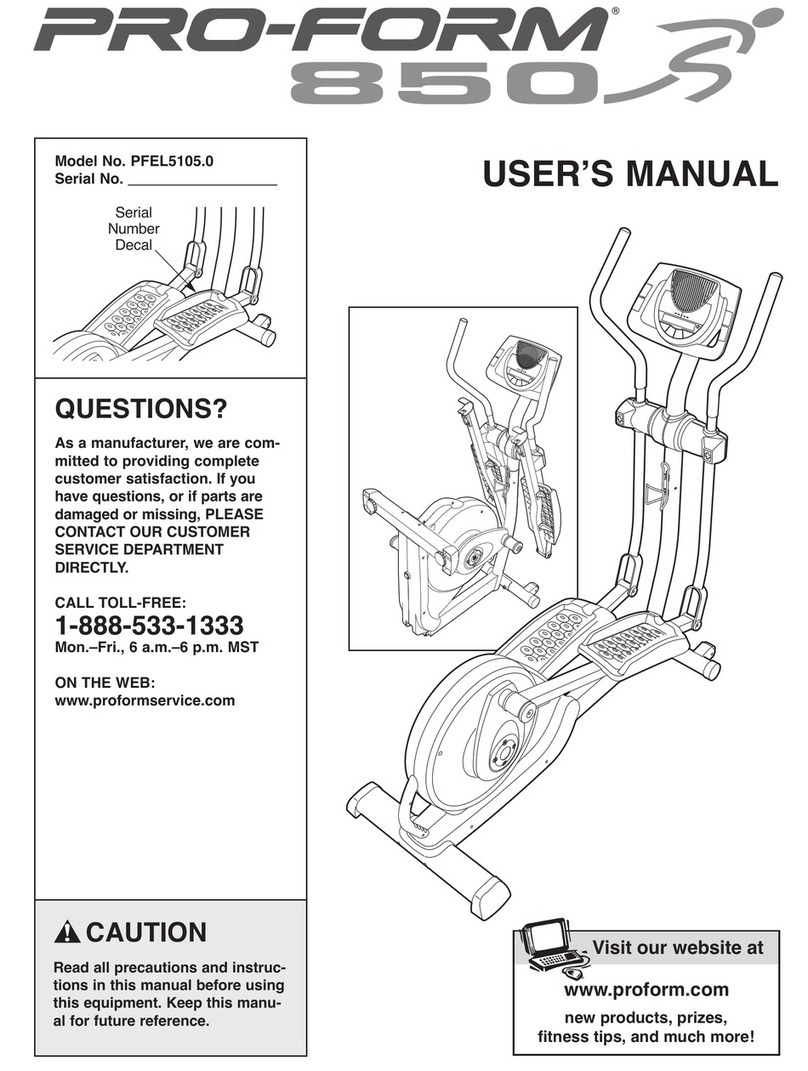 Pro-Form 850 PFEL5105.0 User manual