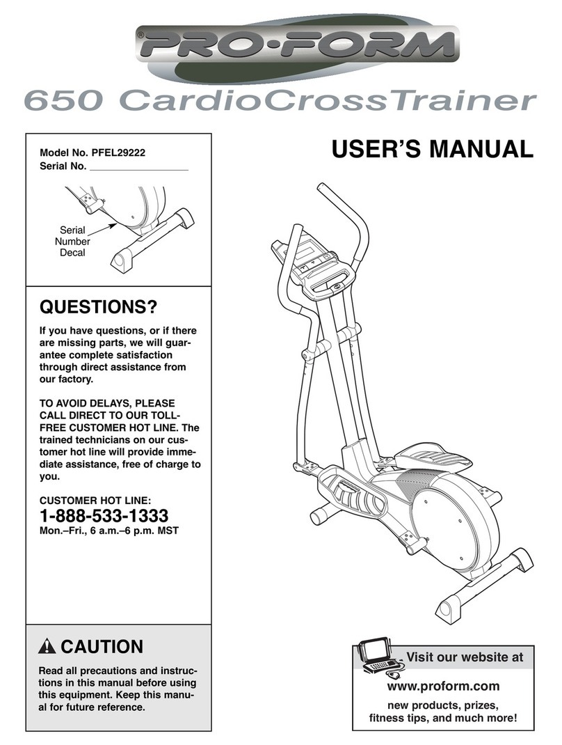 Pro-Form CardioCross Trainer PFEL29222 User manual