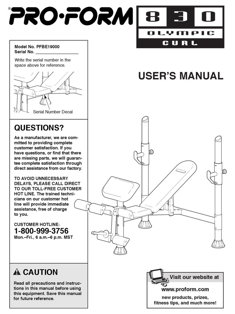 Pro-Form PFBE19000 user manual