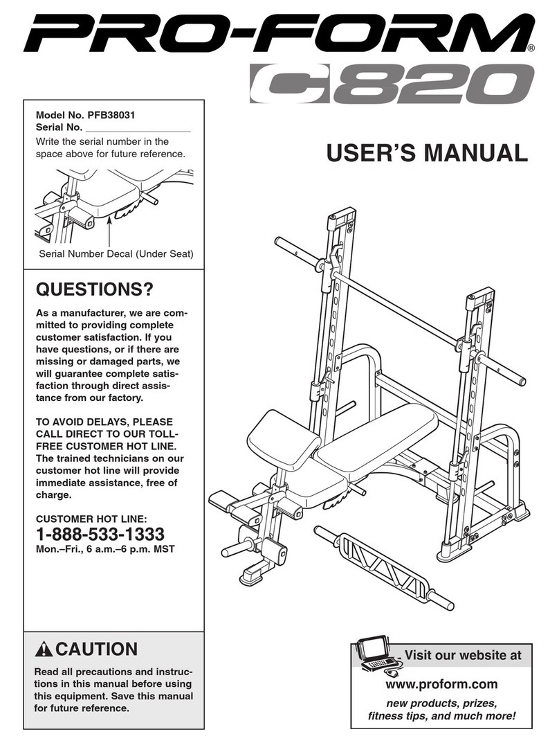 Pro-Form PFB38031 user manual