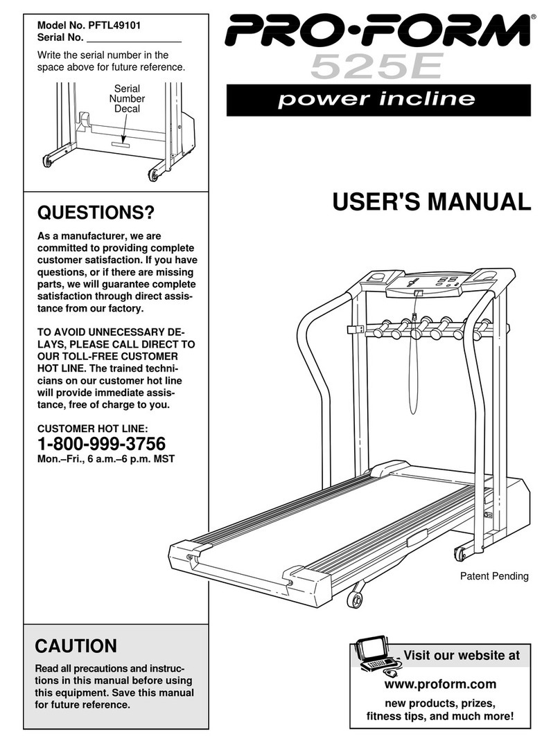 Pro-Form 525E PFTL49101 User manual