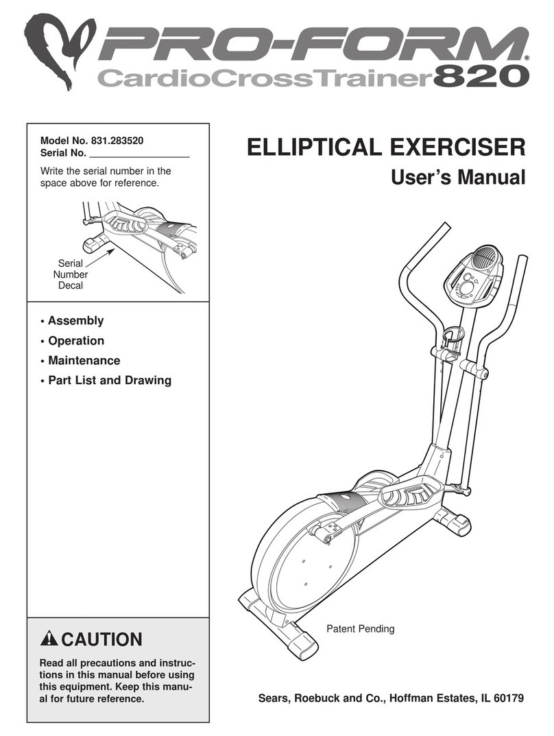 Pro-Form 820 Elliptical User manual