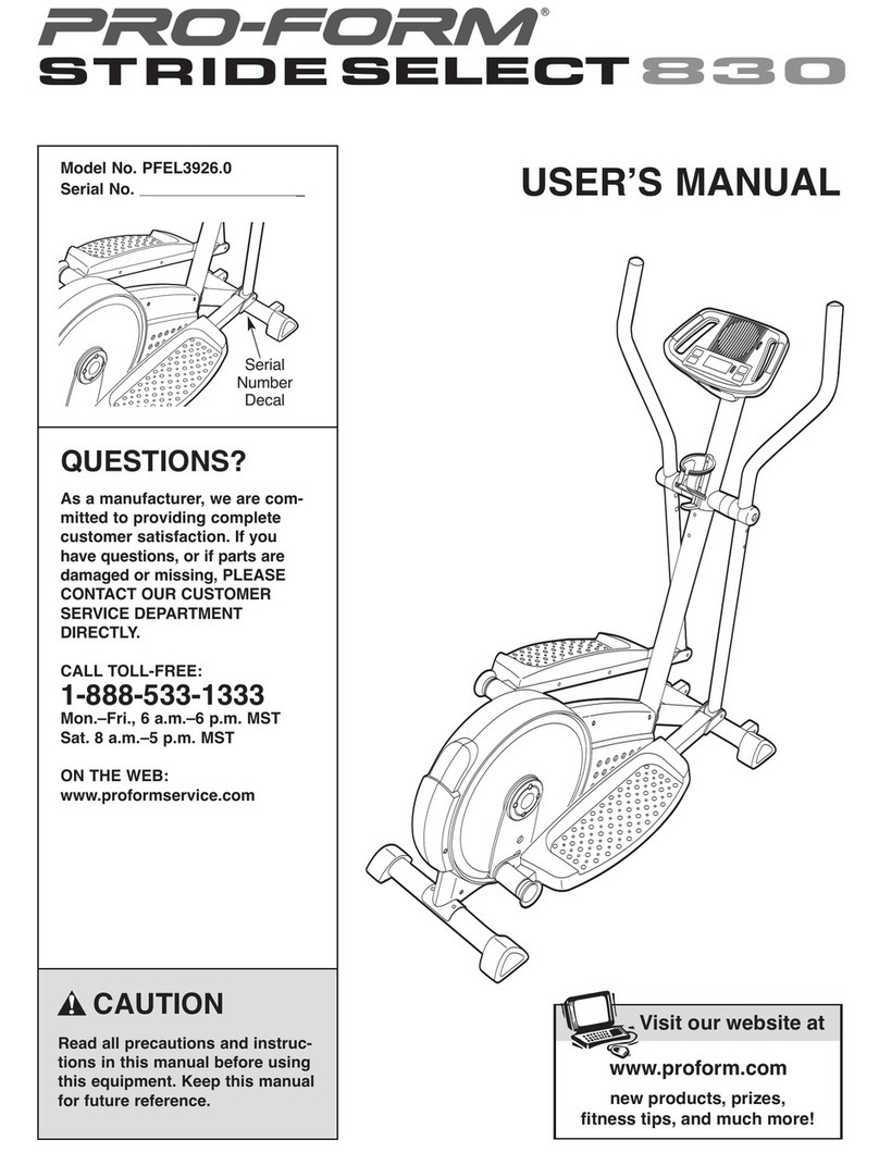 Pro-Form STRIDE SELECT PFEL3926.0 User manual