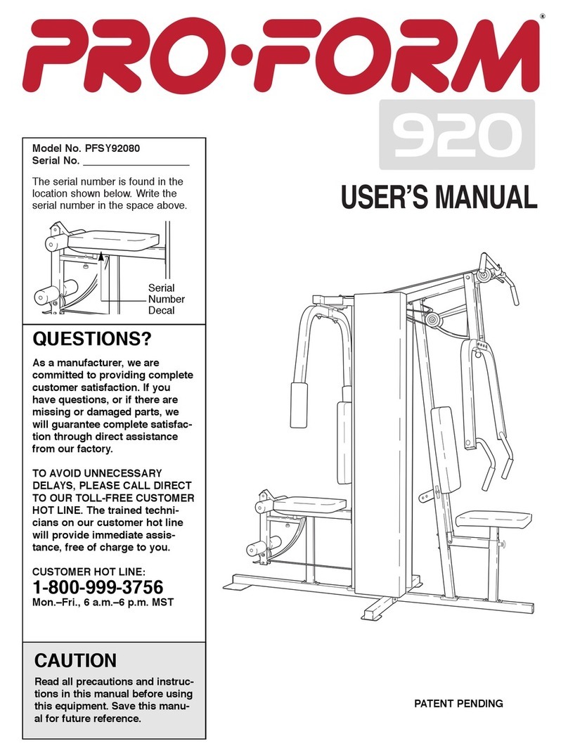 Pro-Form PFSY92080 user manual