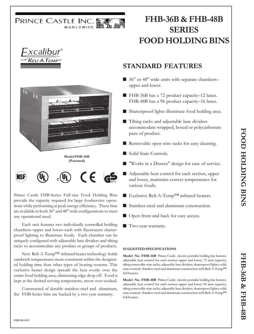 Prince Castle EXCALIBUR FHB-36B Series Specifications