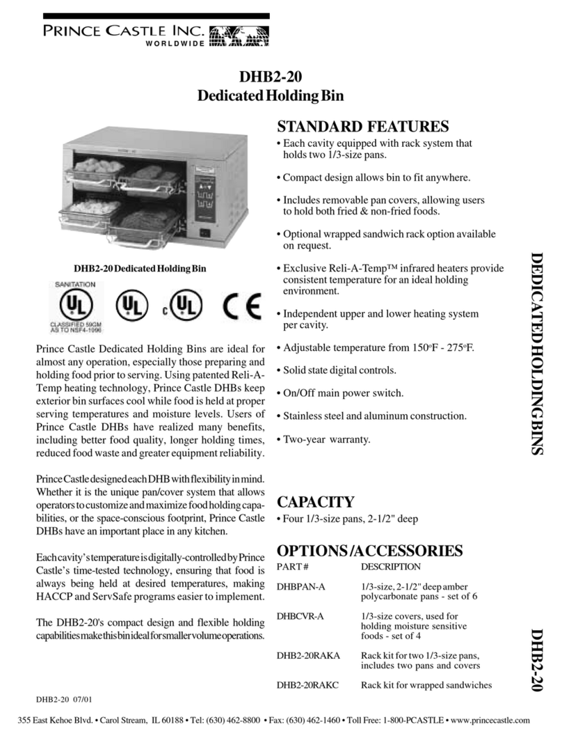 Prince Castle DEDICATEDHOLDINGBIN DHB2-20 Specifications