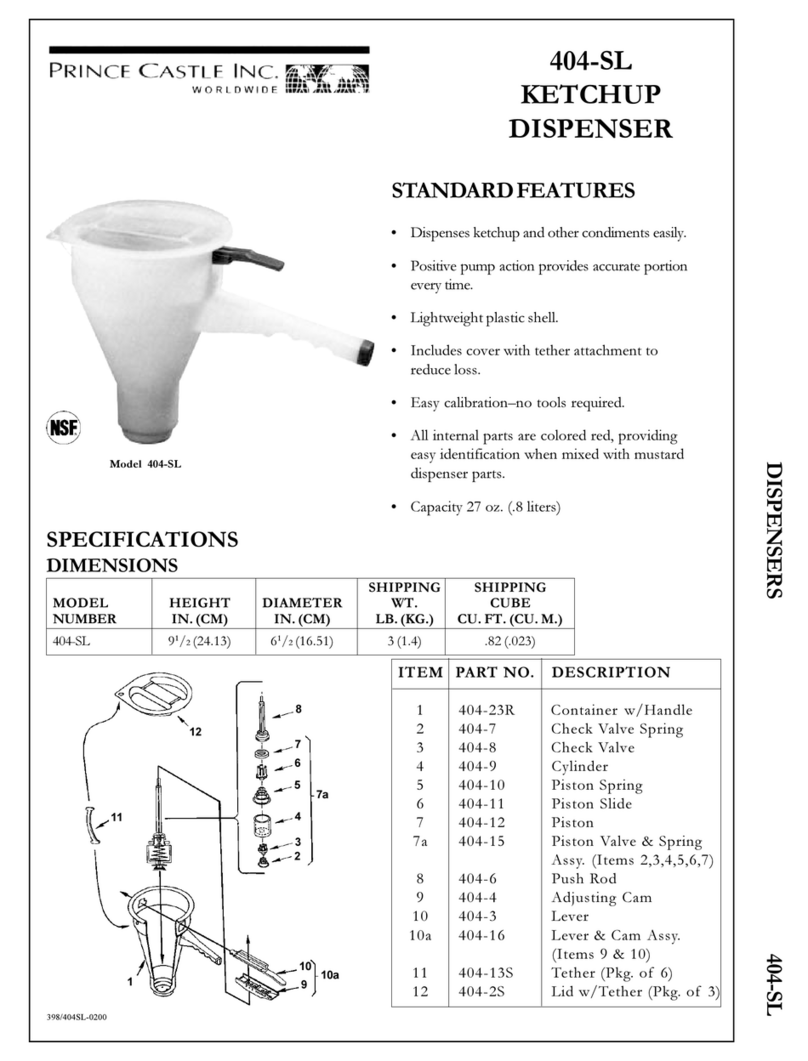 Prince Castle Ketchup Dispenser 404-SL User manual