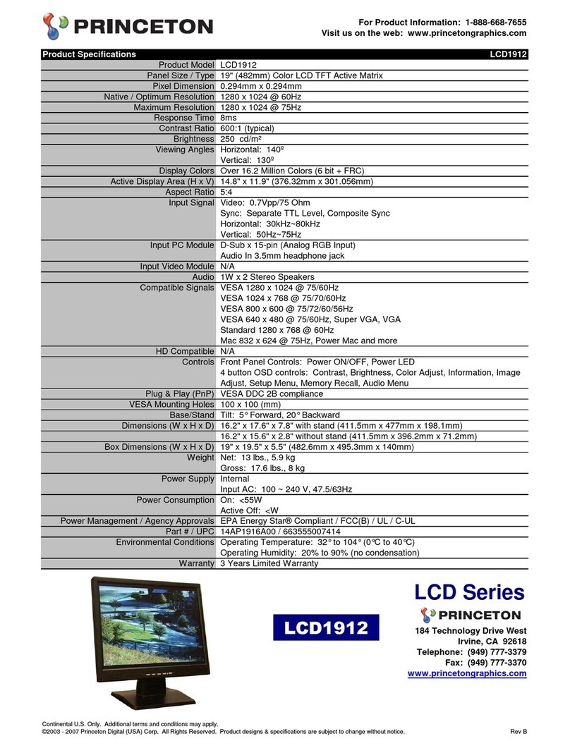 Princeton LCD 1912 Installation instructions