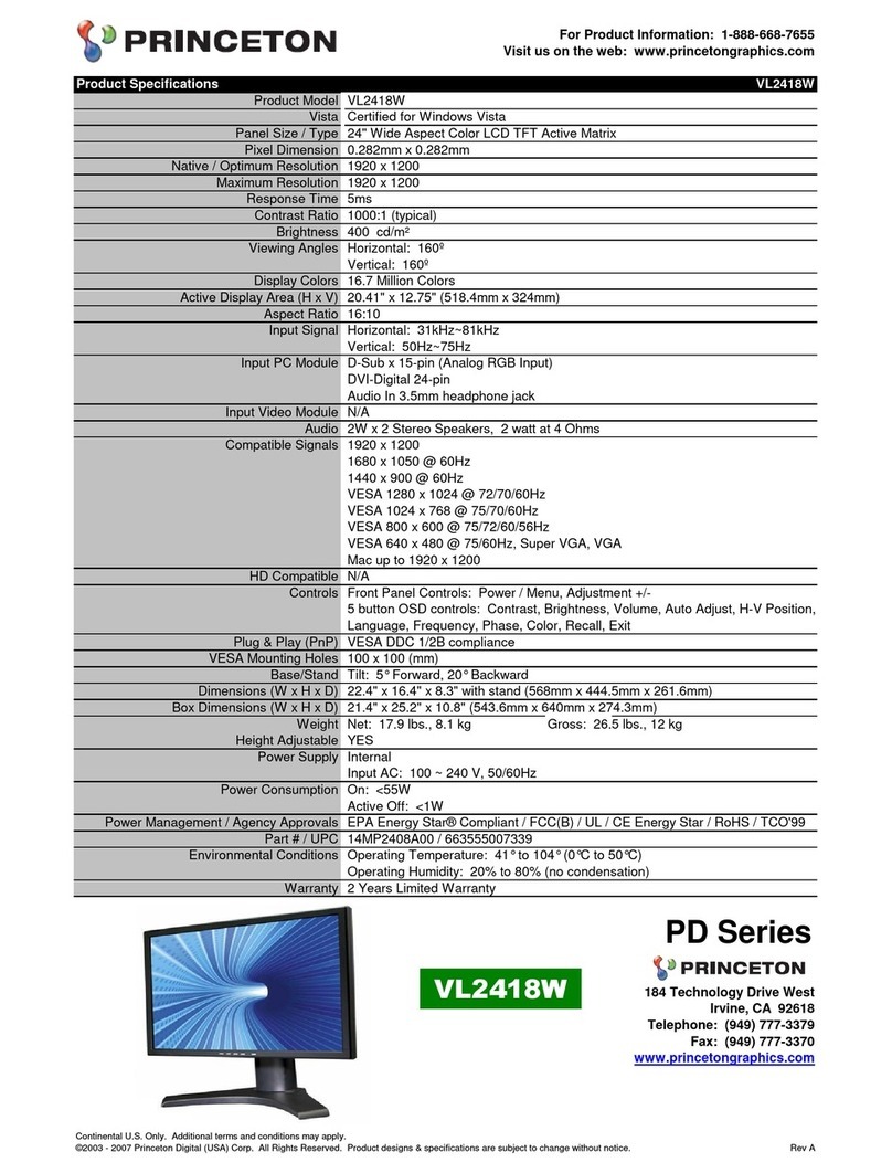 Princeton VL2418W Product specifications