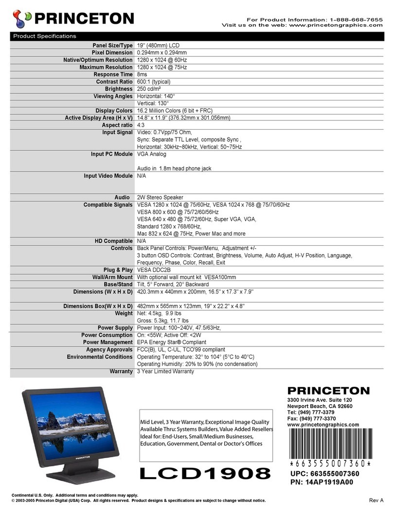 Princeton LCD1908 Installation instructions