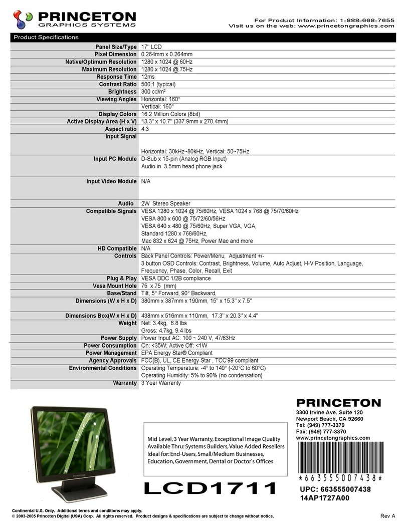 Princeton LCD1711 Product specifications
