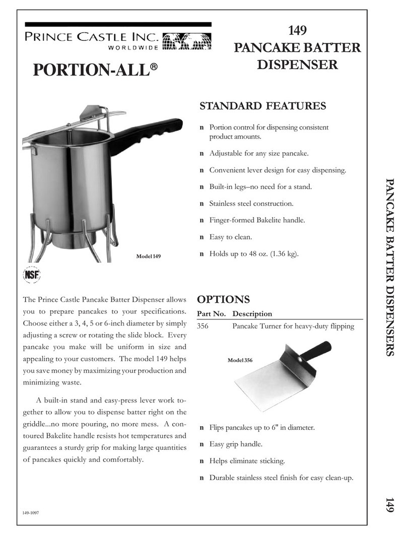 Prince Castle PANCAKE BATTER DISPENSER 149 User manual Prince Castle PANCAKE BATTER DISPENSER 149 User manual