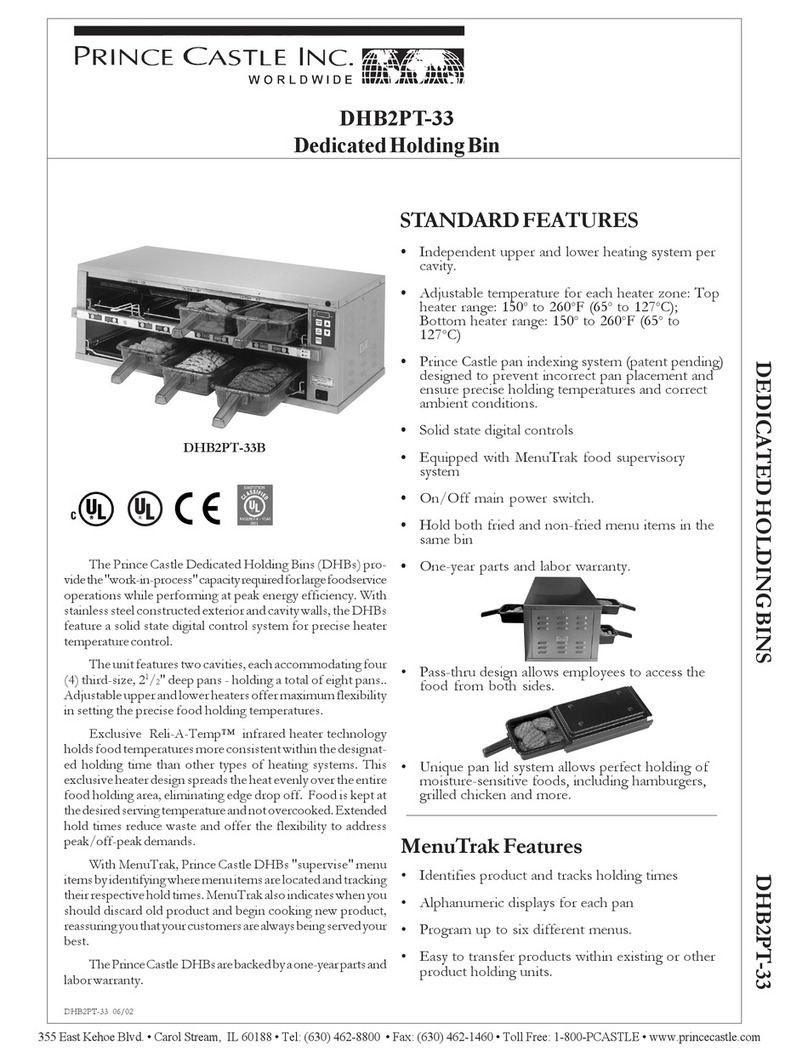 Prince Castle DHB2PT-33 Specification sheet