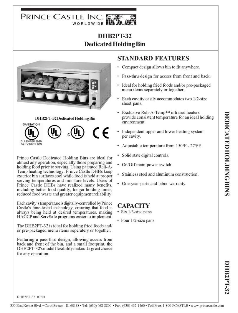 Prince Castle DHB2PT-32 Specification sheet