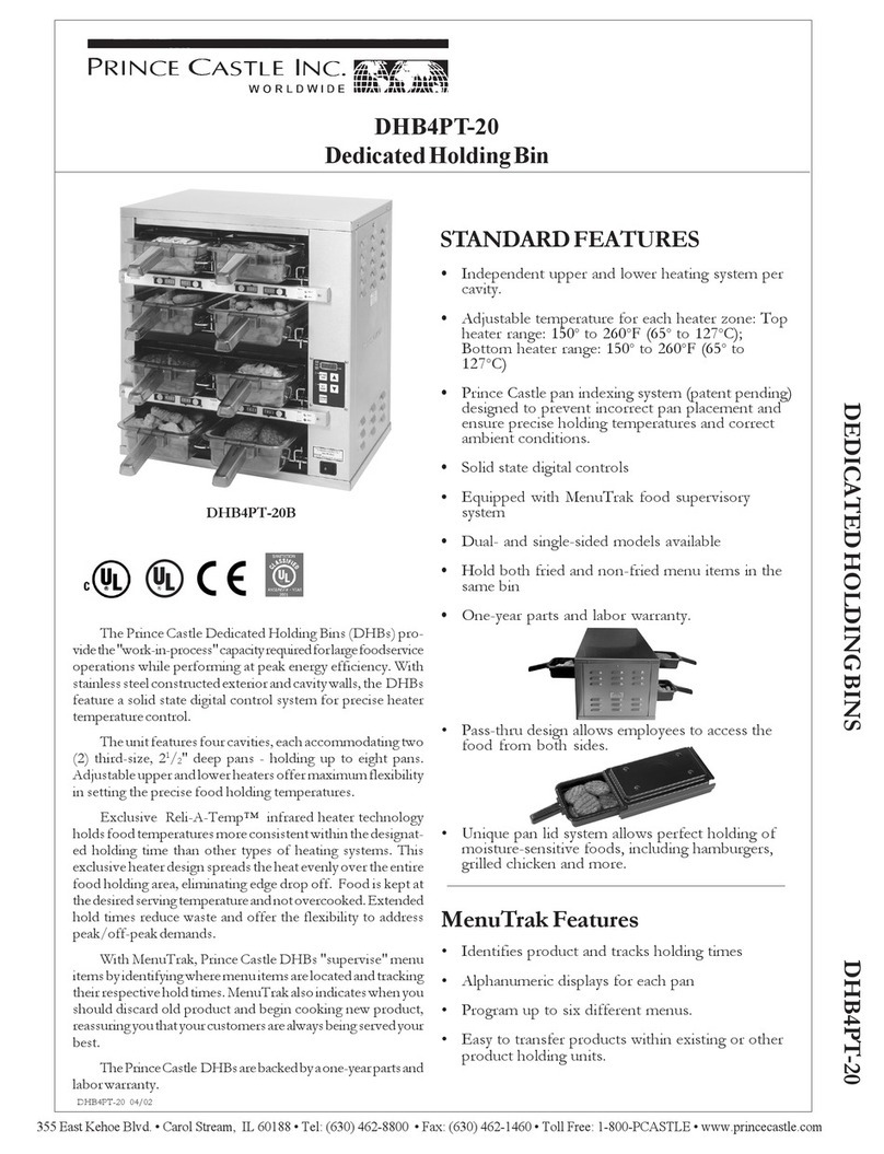 Prince Castle Dedicated Holding Bin DHB4PT-20 Specifications Prince Castle Dedicated Holding Bin DHB4PT-20 Specifications